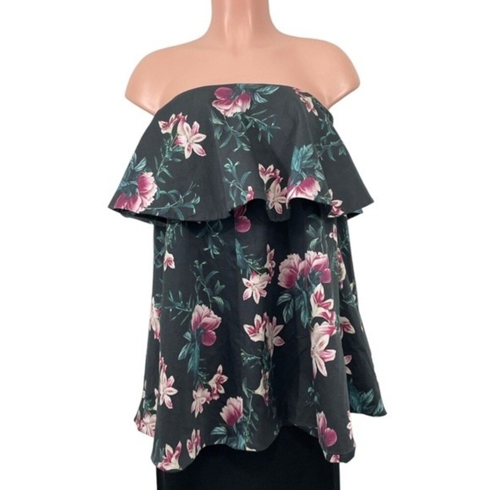 Talulah‎ T•LULAH Floral Strapless Multi Layer Flowy Blouse Size SMALL